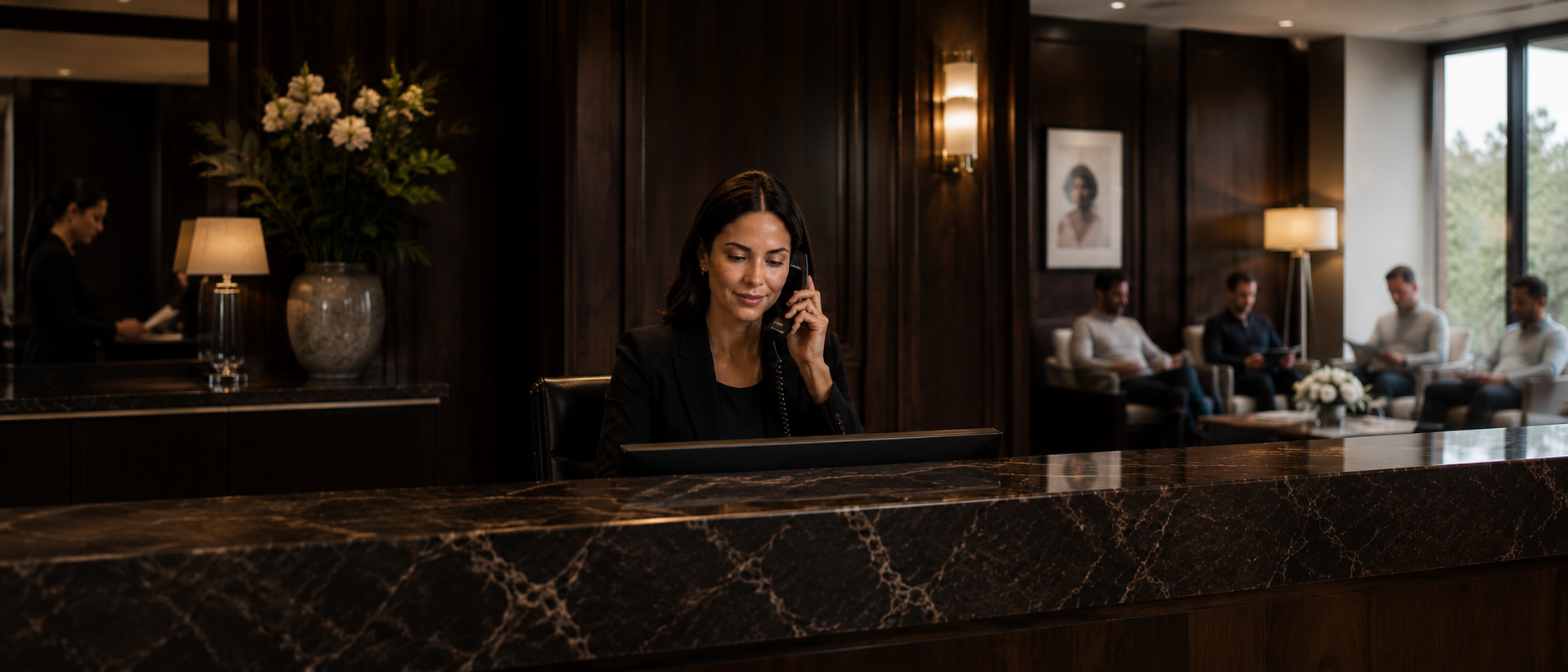Practice coordinator answering a new patient inquiry at the front desk